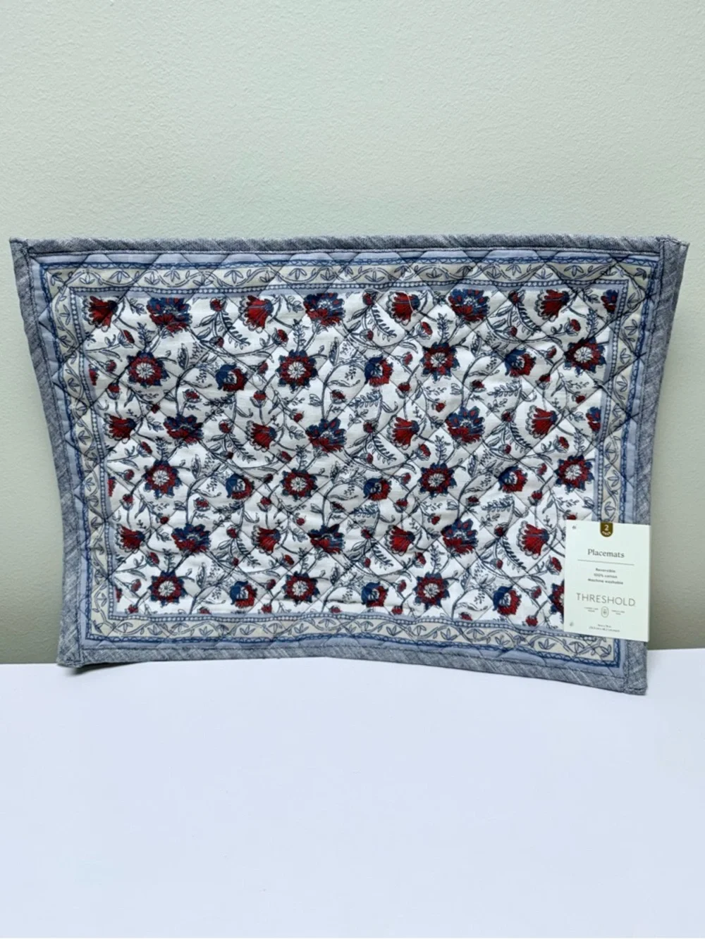 Set of 2 Floral and Chambray Double Sided Placemats - Threshold™, Spring 2026